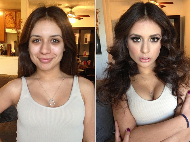 Makeup: Before and After.