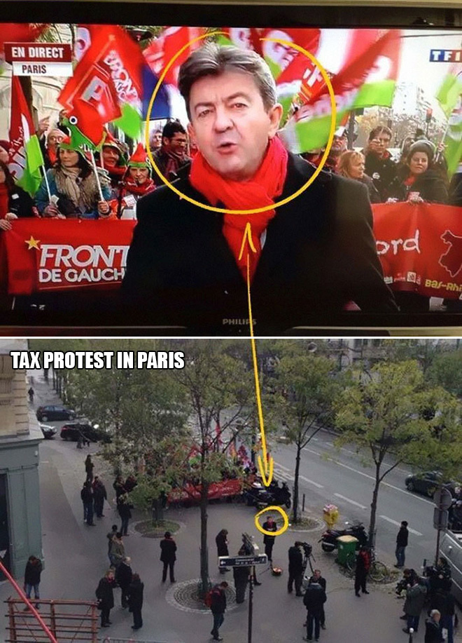 Tax protest in Paris, France.