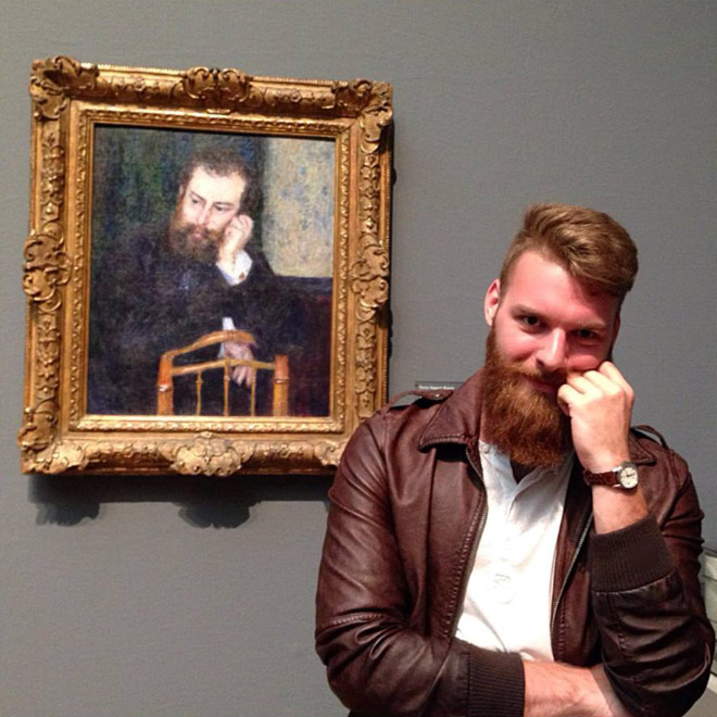 Hipster and his painted doppelgänger.