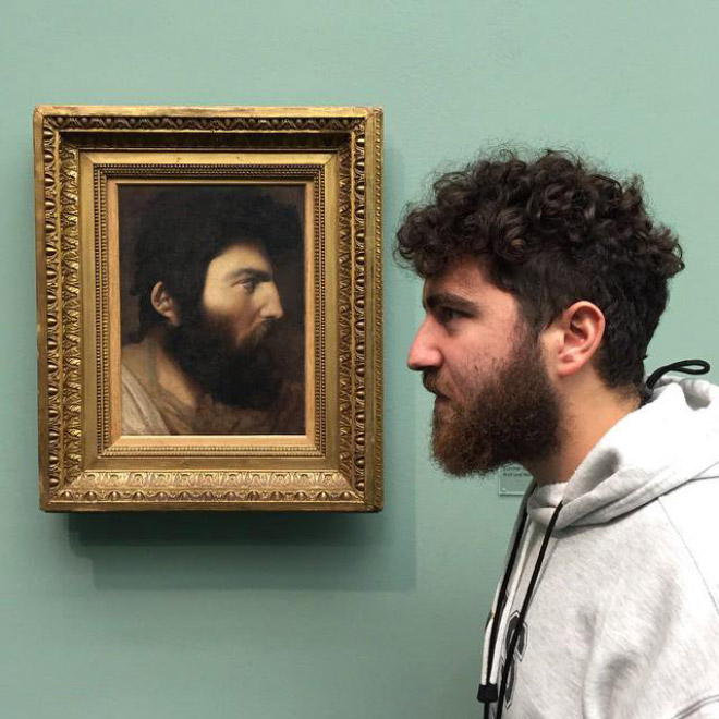 Bearded guy and his painting doppelgänger.