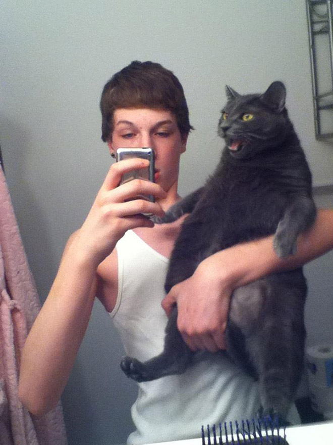 Awkward selfie with a cat.