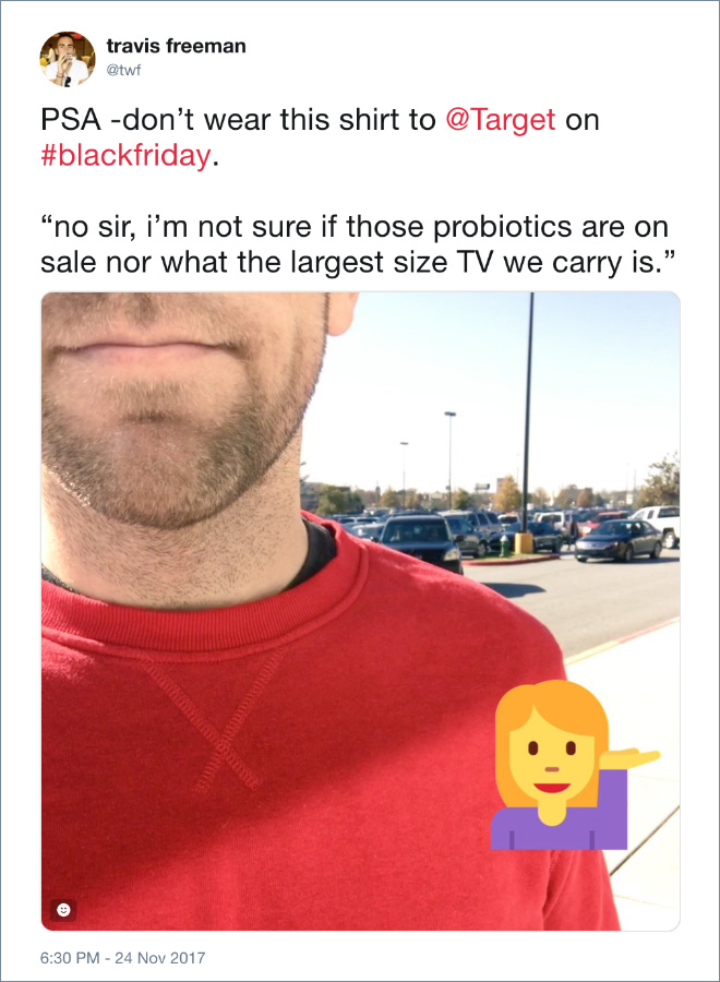 Don't wear red to Target on Black Friday. It's a bad idea.