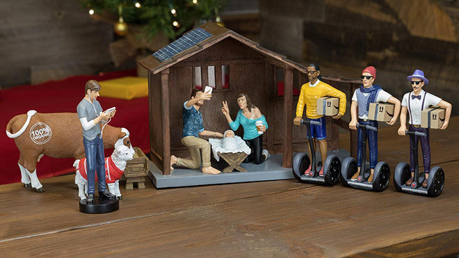 Funny hipster nativity set.
