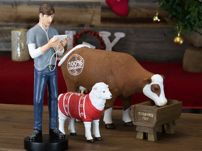 Hipster with his livestock.