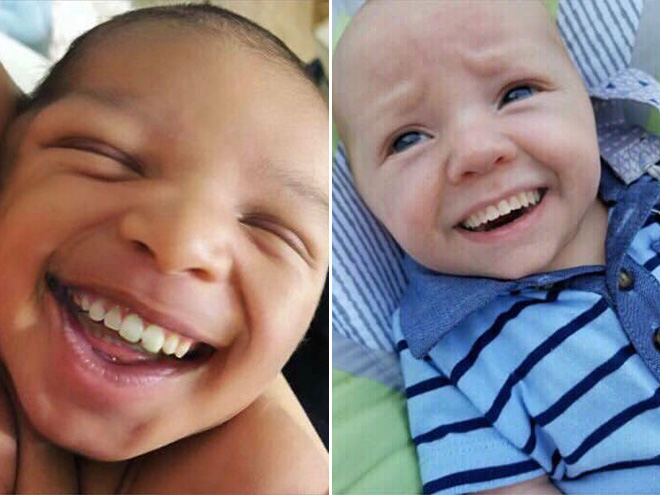 Babies with grown-up teeth. Creepy, isn't it?