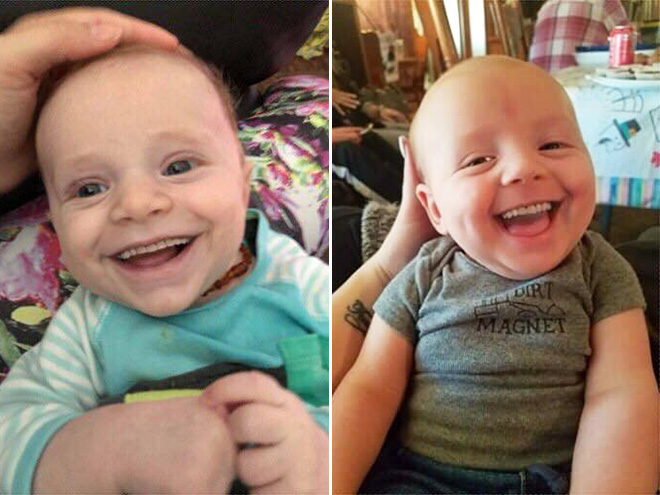 Babies with photoshopped adult teeth.