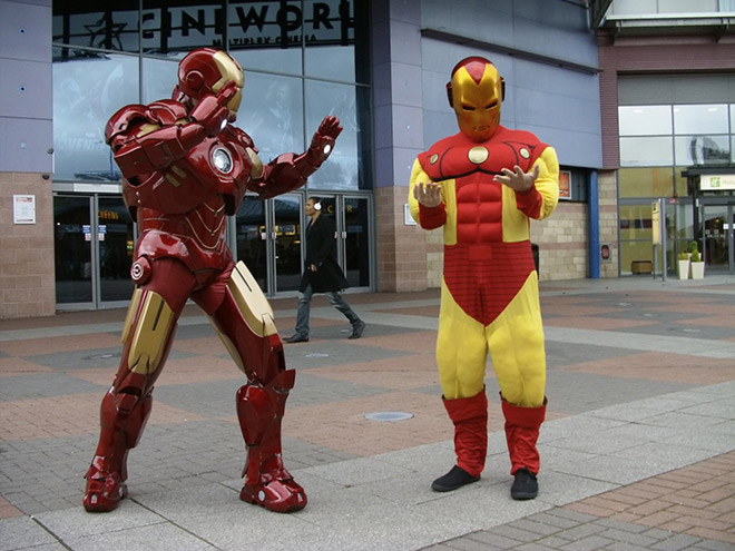 Funny Iron Man cosplay fail.
