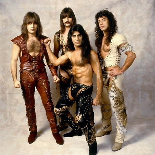 Hilarious weird heavy metal band photo.