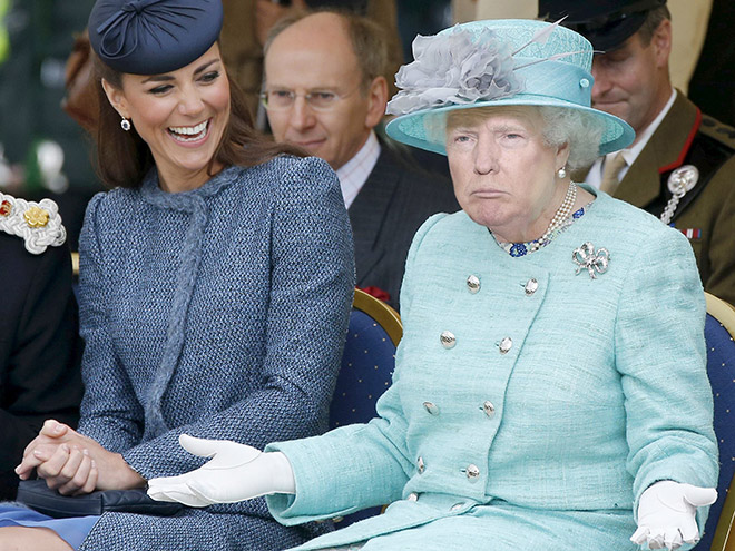 Donald Trump photoshopped as Queen of England.