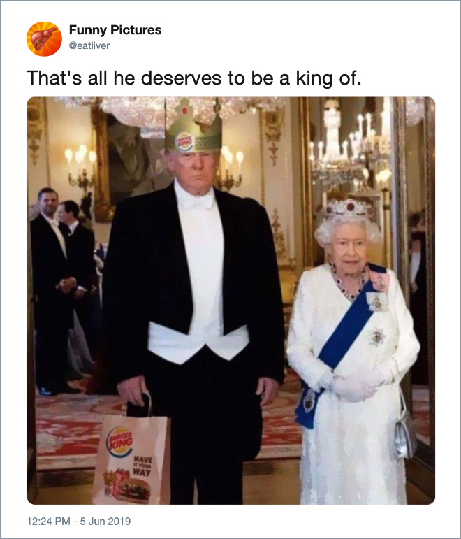 Twitter jokes about Trump visiting the UK.