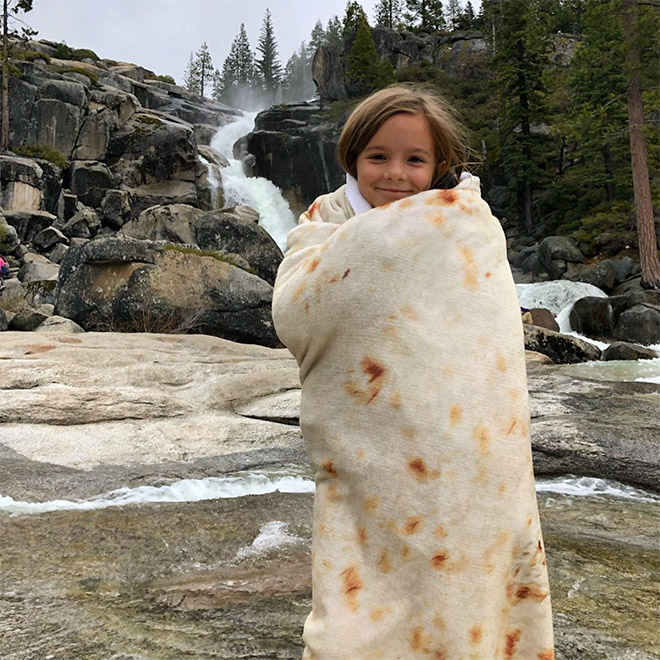 Funny blanket that looks like a burrito.