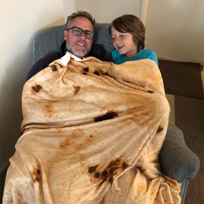 Funny blanket that looks like a burrito.