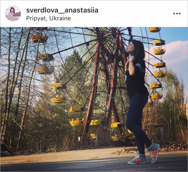 Instagram influencer in Chernobyl.