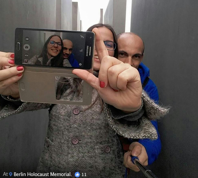 When selfie generation visits Holocaust Memorial in Berlin...