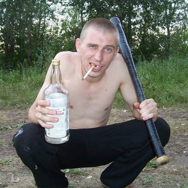 Russians love squatting while wearing tracksuits.