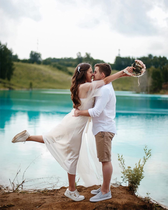 Selfie near a toxic lake.