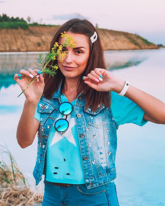 Selfie near a toxic lake.