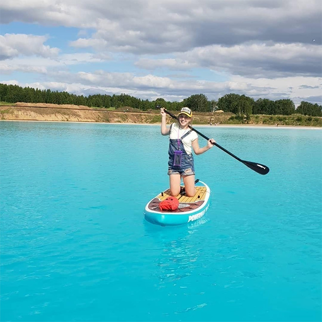 Selfie near a toxic lake.