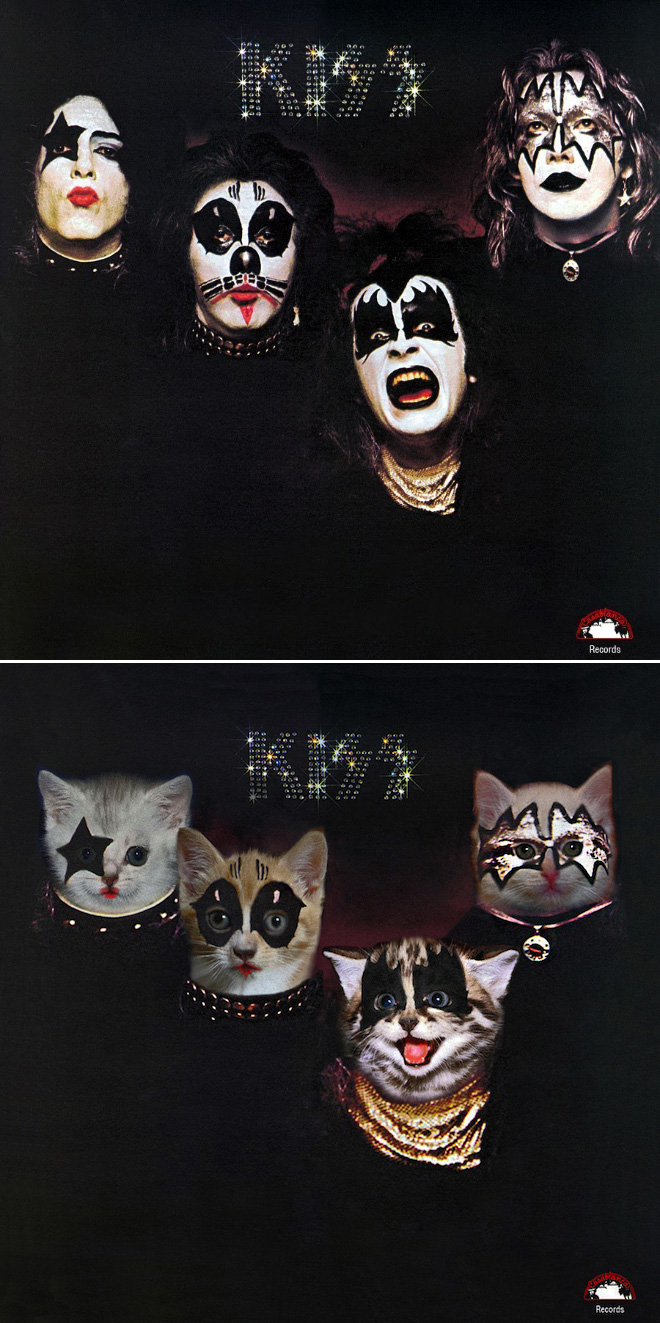 Iconic album cover improved with kittens.