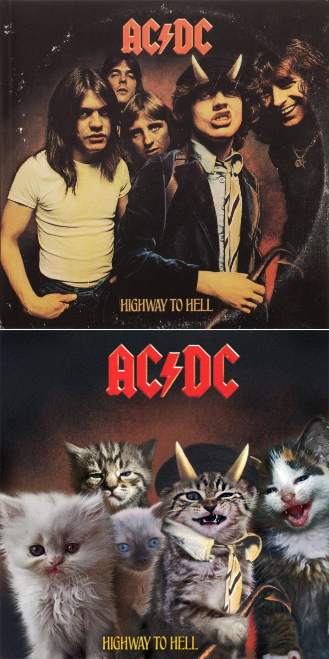 Iconic album cover improved with kittens.