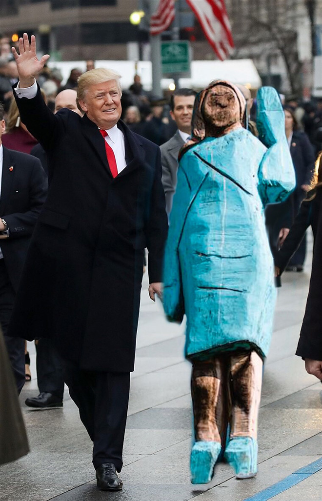Lifelike statue of Melania Trump.