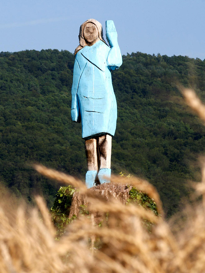 Lifelike statue of Melania Trump.