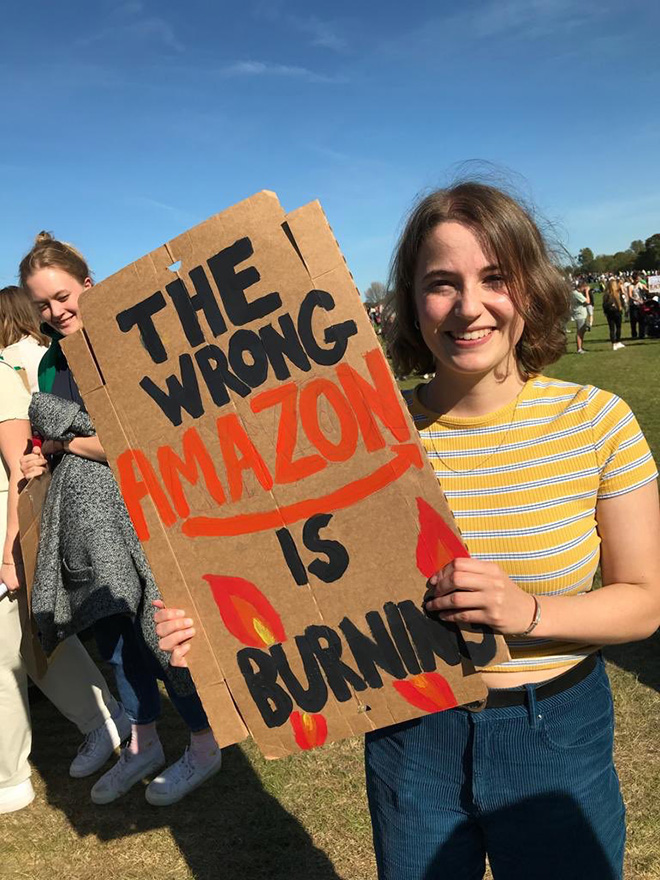 Funny climate change protest sign.