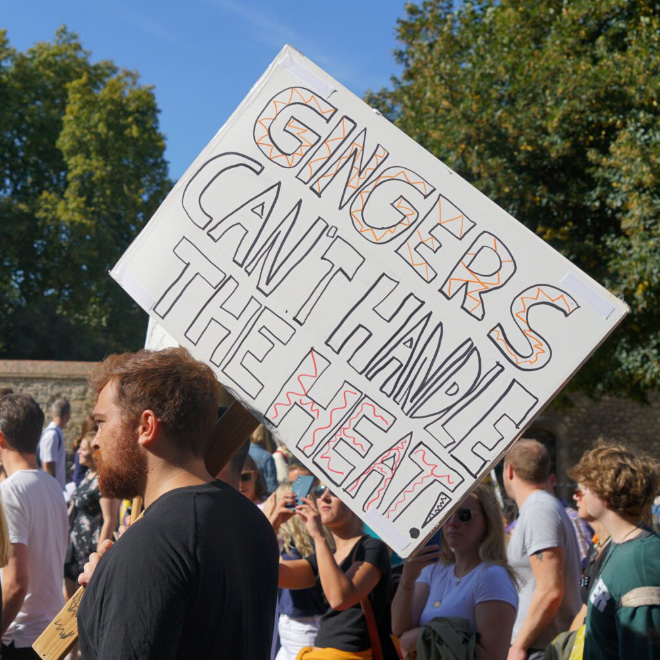 Funny climate change protest sign.