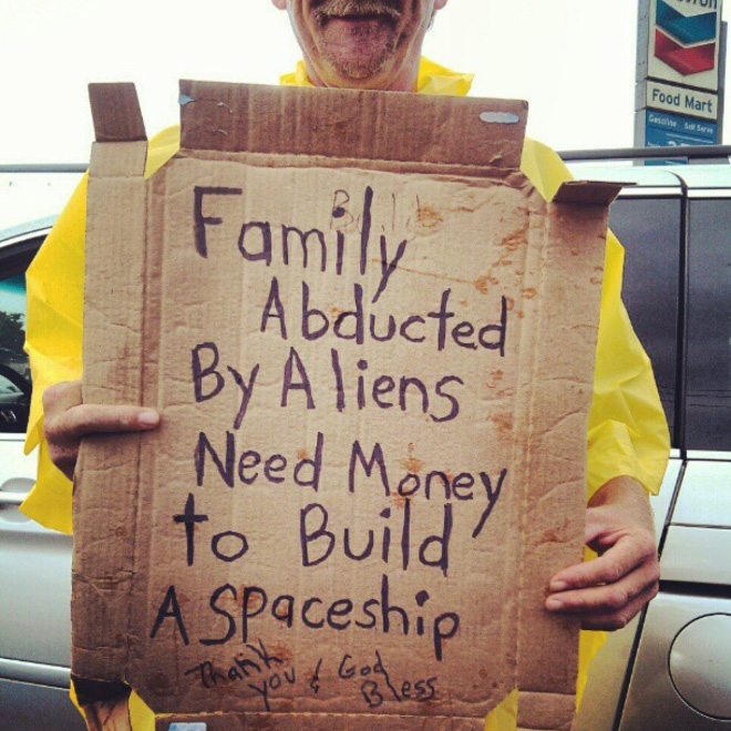 Hilarious homeless sign.