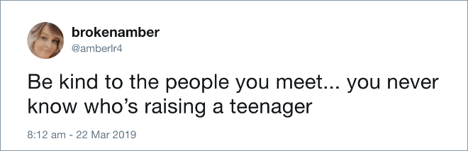 Funny tweet about teens.