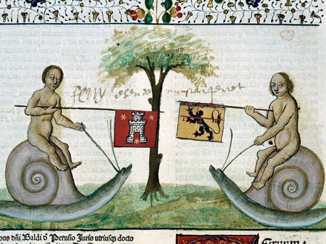 Knights really loved fighting snails in medieval books.