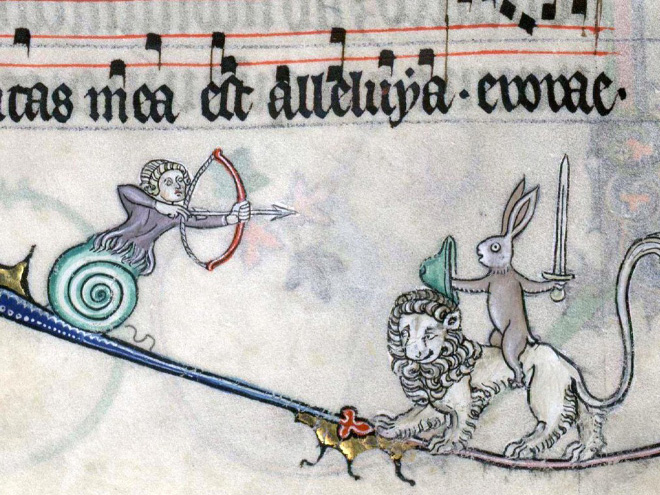 Knights really loved fighting snails in medieval books.