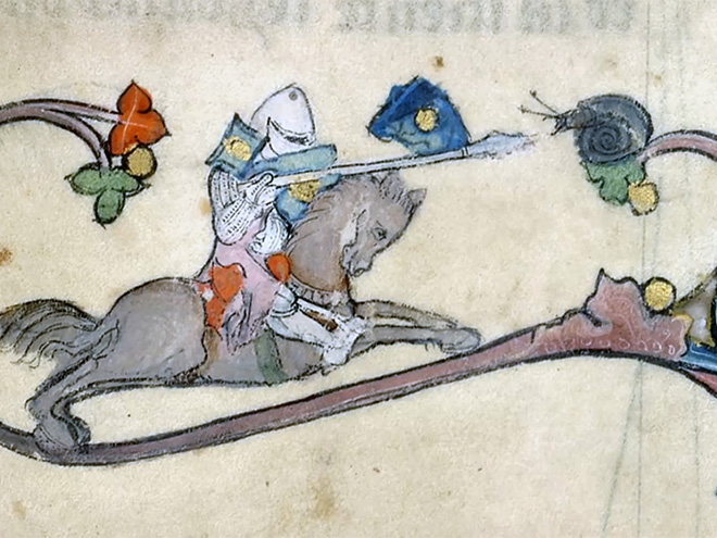 Knights really loved fighting snails in medieval books.