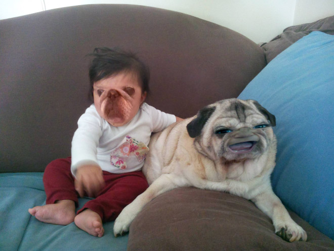 Face swap app used on a baby.