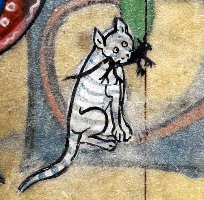Ugly medieval painting of a cat.