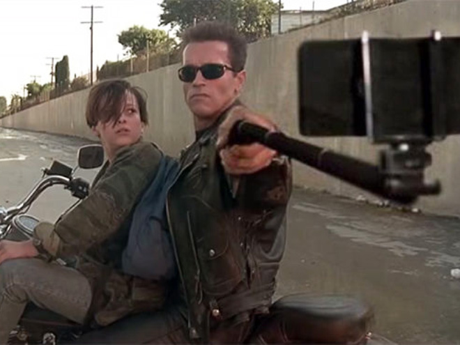 Make selfies not war! Turning threatening scenes into pure 21st century narcissism one movie at a time.