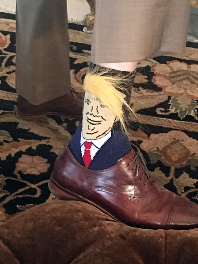 Donald Trump comb-over socks.
