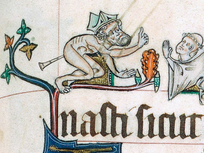 Medieval butt trumpeter.