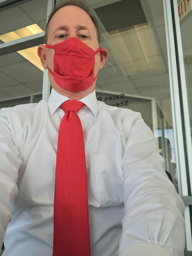 Mask matched with a tie.