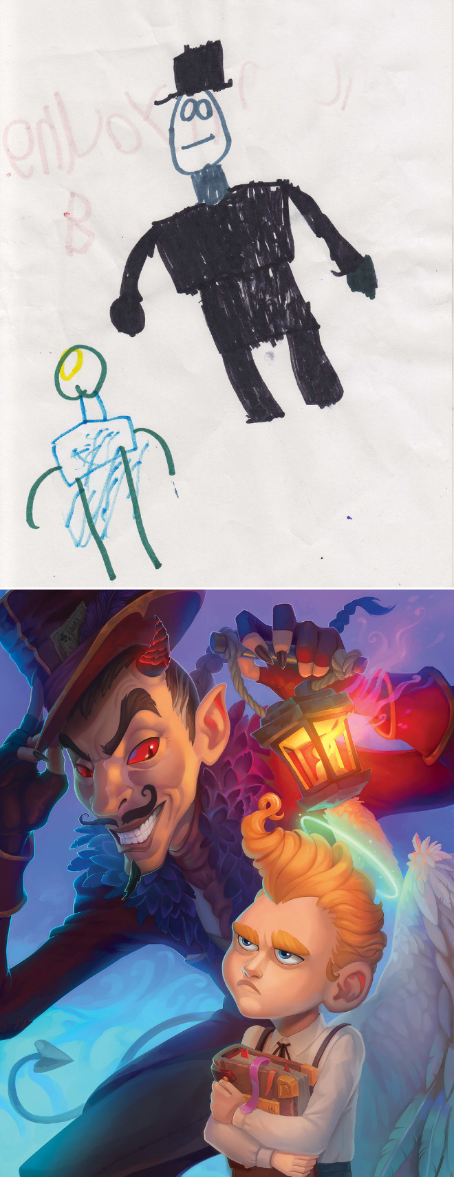 When kids' doodles get recreated by a professional artist.