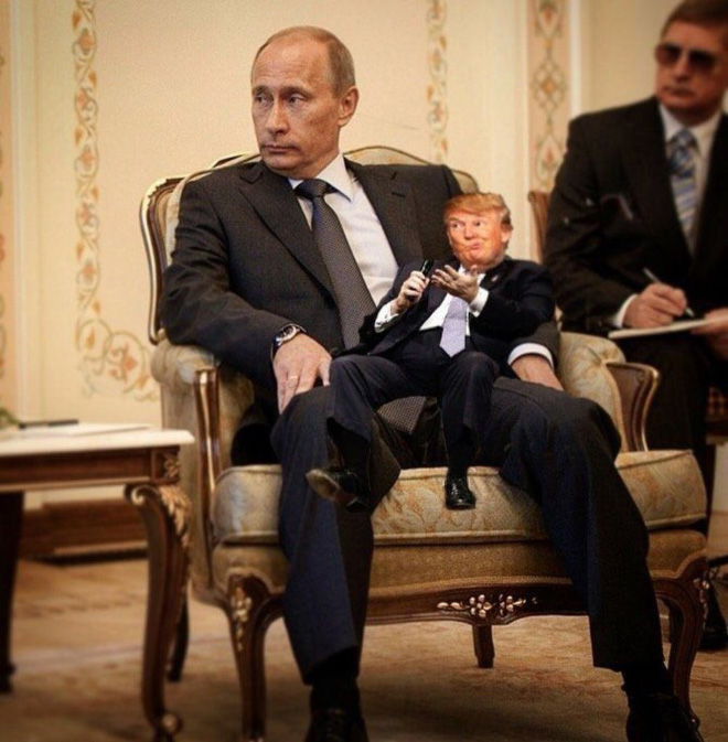 Little Donald and Papa Putin.