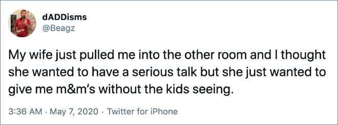 Funny parenting tweet.