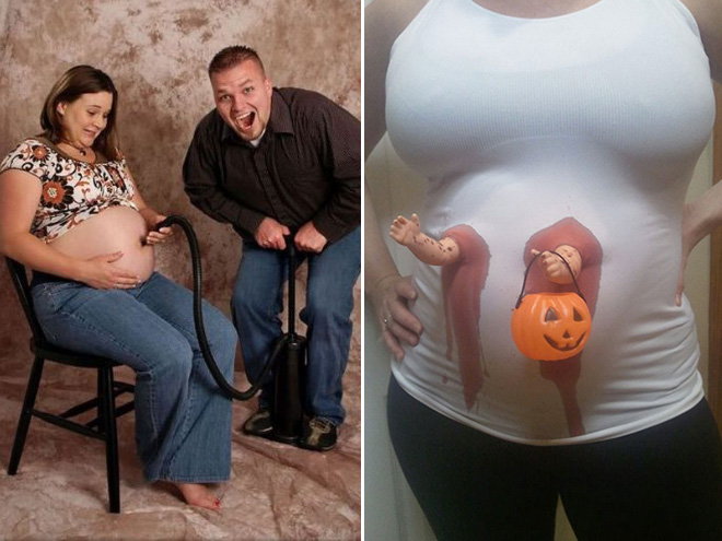 Some people have very, very weird ideas for pregnancy photos... an they are not afraid to fulfil them.