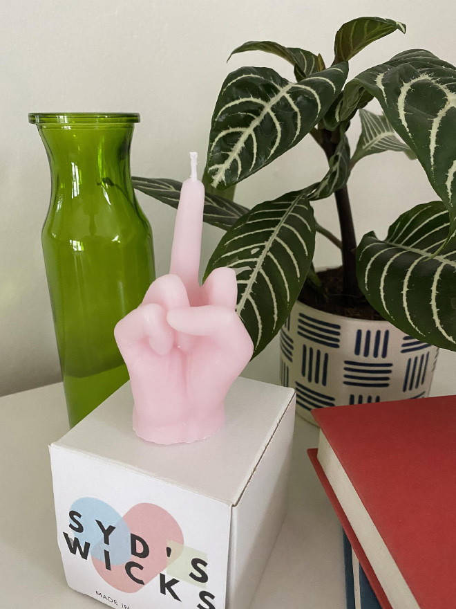 Middle finger candle.