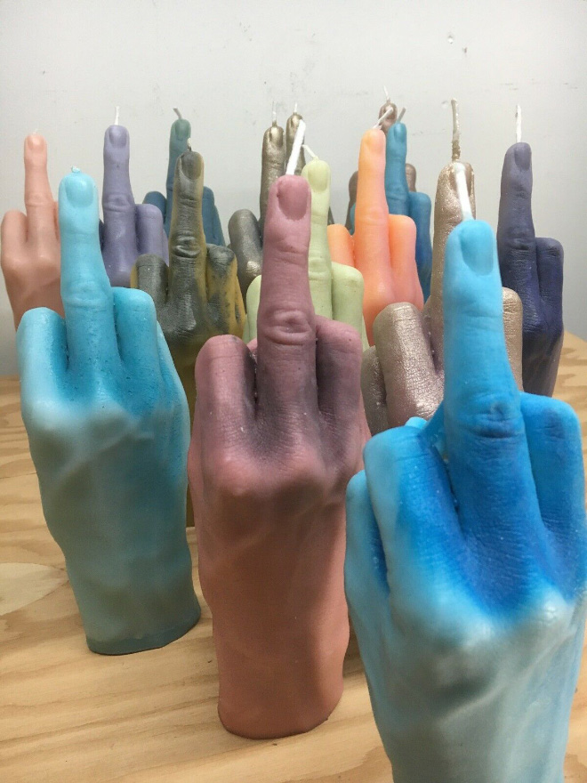 Middle finger candles.