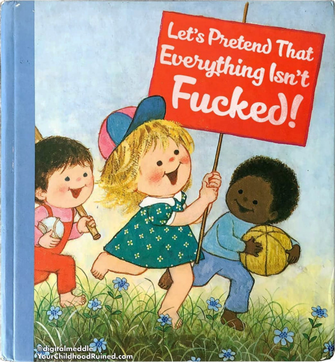 Sinister parody of kid's book.