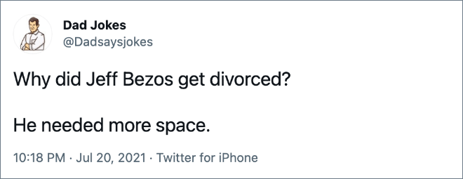 Twitter reaction to Jeff Bezos spaceflight.