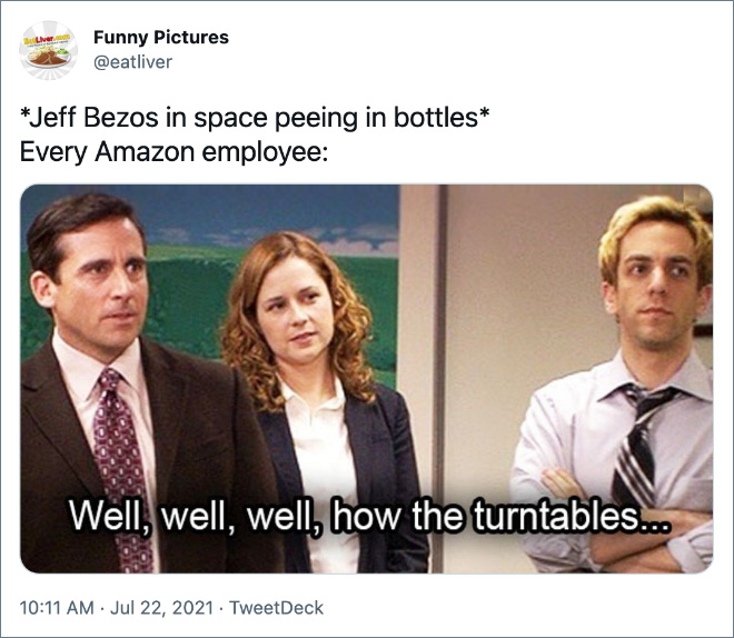 Twitter reaction to Jeff Bezos spaceflight.