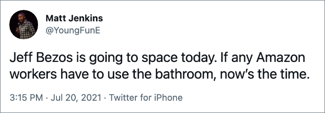 Twitter reaction to Jeff Bezos spaceflight.