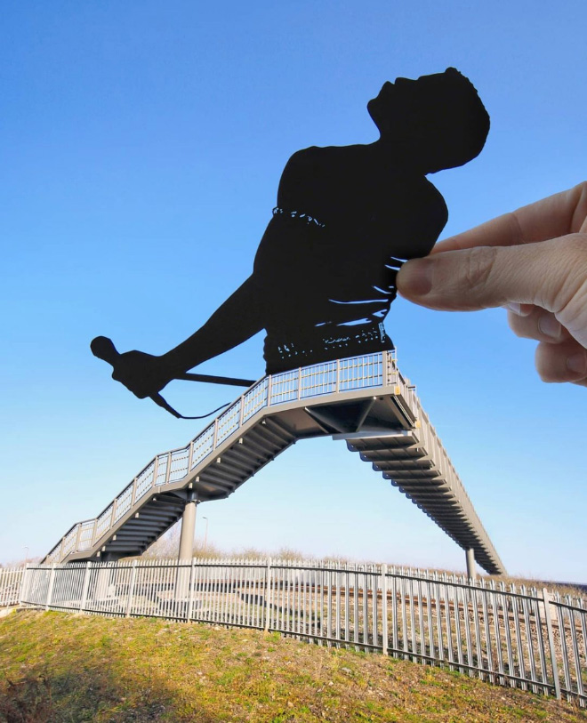 When paper cutouts meet real landmarks.